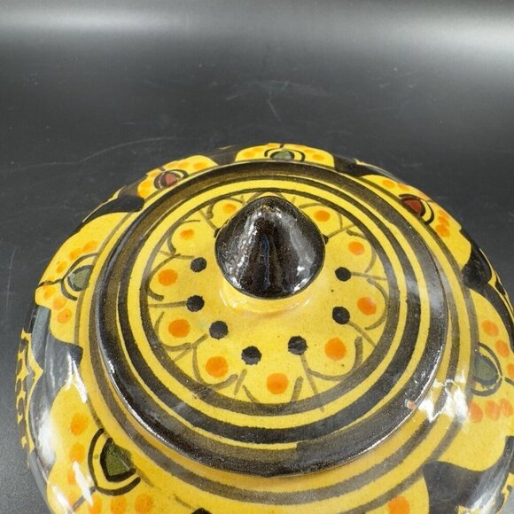 Vintage Earthenware Pottery Trinket Dish W Lid Sugar Bowl Signed Safi Hand Glaze - Picture 10 of 14